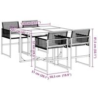 5-delige Tuinset met kussens poly rattan zwart - thumbnail
