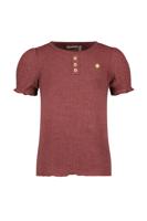 Like Flo Meisjes top rib met knoopjes - Plum - thumbnail