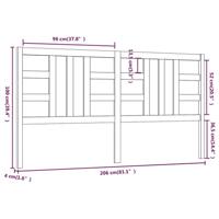 Hoofdbord 206x4x100 cm massief grenenhout zwart - thumbnail