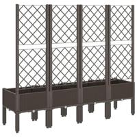 Plantenbak met latwerk 160x40x142 cm polypropeen bruin - thumbnail