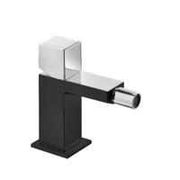 Bidetmengkraan Tres Cuadro Exclusive met Draaiknop Korte Uitloop 10 cm Chroom Zwart Tres - thumbnail