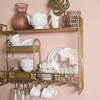 Clayre & Eef Wandrek 80x22x61 cm Goudkleurig Ijzer Rechthoek Wijnrek - thumbnail