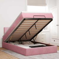 Ottoman bed met matras 120x200cm fluweel roze - thumbnail
