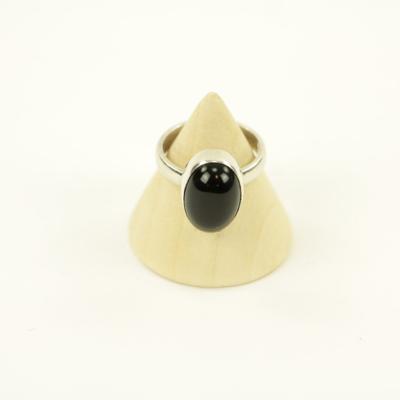 Zilveren Ring met Zwarte Onyx Maat 15,5 - Model 2 (Sterling Zilver 925)