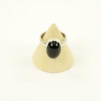 Zilveren Ring met Zwarte Onyx Maat 15,5 - Model 2 (Sterling Zilver 925) - thumbnail