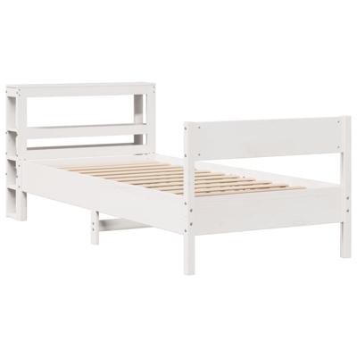 Bedframe zonder matras massief grenenhout wit 75x190 cm