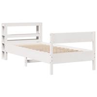Bedframe zonder matras massief grenenhout wit 75x190 cm - thumbnail