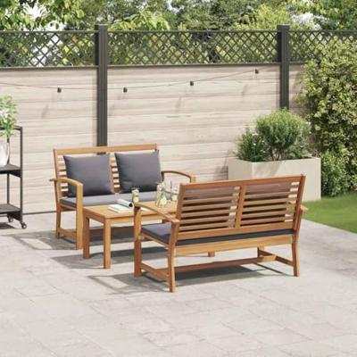 Tuinbankenset 3 pcs Naturel Massief Teakhout