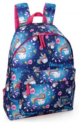 Delbag rugzak eenhoorn 43 x 33 cm polyester 18 liter blauw/roze Delbag rugzak eenhoorn 43 x 33 cm polyester 18 liter blauw/roze