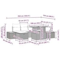 7-delige ligbed set met kussens in beige poly rattan en acacia - thumbnail