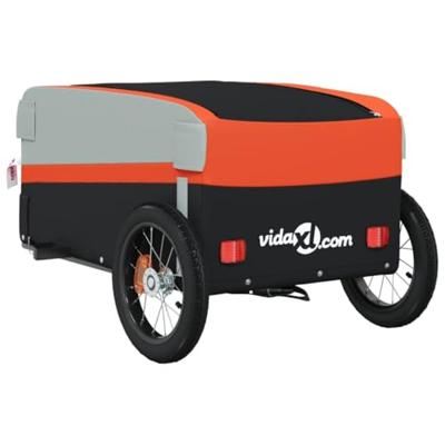VidaXL Fietstrailer 30 kg ijzer zwart en oranje