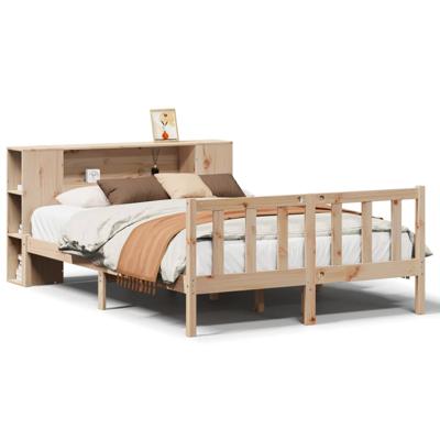 Bed met boekenkast zonder matras massief grenenhout 135x190 cm - thumbnail