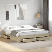 Bedframe met lades bewerkt hout sonoma eikenkleurig 200x200 cm - thumbnail