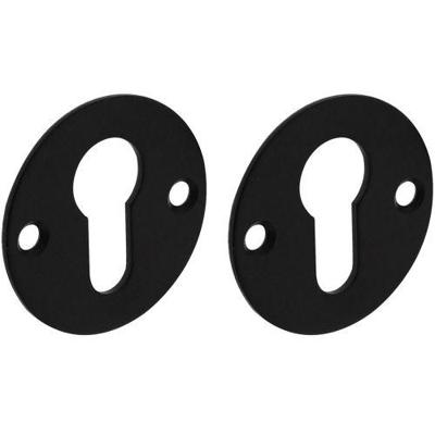 Intersteel rozetten met profielcilindergat plat 50x2mm - RVS/mat zwart