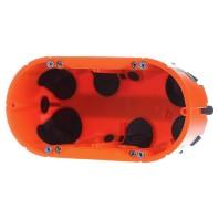 Luchtdichte Hollewand inbouwdoos 2 voudig oranje gatmaat 68mm met trekontlasting voor buis en kabel - thumbnail
