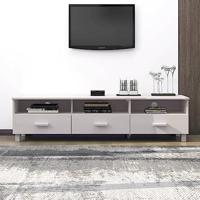 Tv-meubel HAMAR 158x40x40 cm massief grenenhout wit - thumbnail
