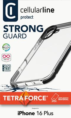 Cellularline Strong Guard Case Backcover Apple iPhone 16 Plus Transparant Stootbestendig
