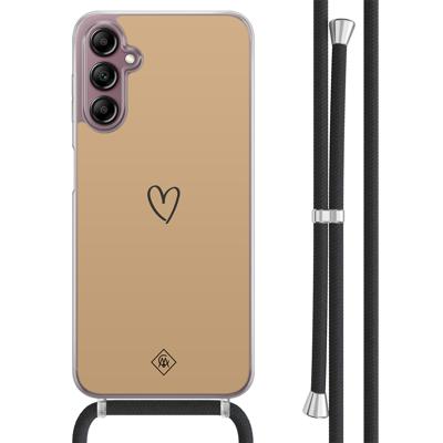 Samsung Galaxy A14 hoesje met koord - Hart bruin