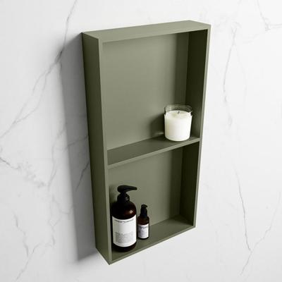 MONDIAZ EASY Nis 59,5x29,5cm in solid surface kleur Army | Army. 2 vakken geschikt voor in- of opbouw MONDIAZ EASY Nis 59,5x29,5cm in solid surface kleur Army | Army. 2 vakken geschikt voor in- of opbouw