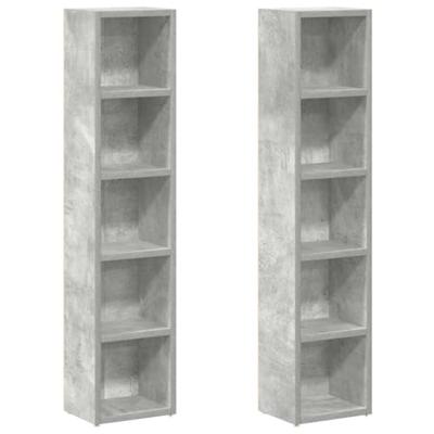 VidaXL Cd-kasten 2 st 21x16x93,5 spaanplaat betongrijs VidaXL Cd-kasten 2 st 21x16x93,5 spaanplaat betongrijs