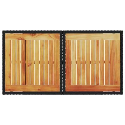 Tuintafel 100x55x73 cm poly rattan en acaciahout zwart Tuintafel 100x55x73 cm poly rattan en acaciahout zwart