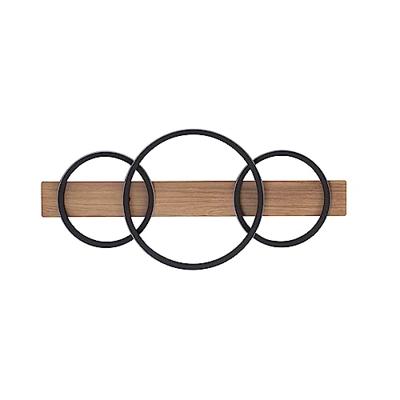 Just Light PlafondlampTrooper zwart met hout 68cm - 15616-78