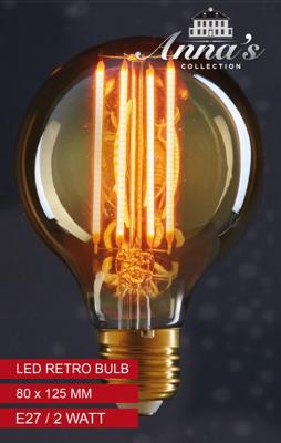 LED retro lamp 80x125 mm e27 niet dimbaar gloeidraad 1 stuks 6 cm Anna's Collection - Annas collection