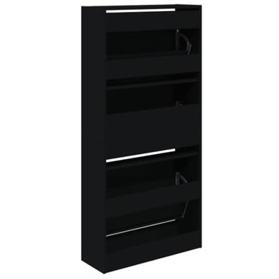 Schoenenkast 60x21x125,5 cm bewerkt hout zwart - thumbnail