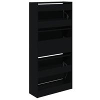 Schoenenkast 60x21x125,5 cm bewerkt hout zwart - thumbnail