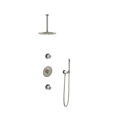 Hotbath Buddy - Inbouw Regendoucheset - 2 Stopkranen - Thermostatisch - Plafondbuis 30 cm - Hoofddouche 250 mm - Staafhanddouche - Waterbesparend - V02