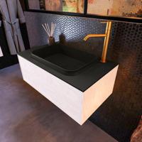 Badkamermeubelset Mondiaz Erin 80 cm met 1 Lade met RIDGE Wastafel Midden Urban met 1 kraangat Greeploos Mat Underlayment - thumbnail