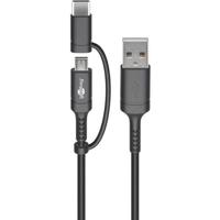 goobay Oplaad- en synchronisatie-combinatiekabel USB-A > Micro-USB / USB-C - thumbnail