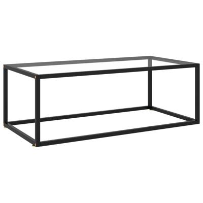 Salontafel met gehard glas 100x50x35 cm zwart
