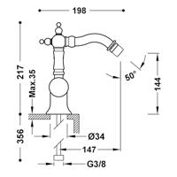 Bidetmengkraan Tres Clasic Opbouw 1 Hendel Verouderd Messing Tres - thumbnail