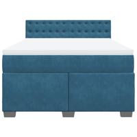 Boxspring met matras fluweel blauw 160x200 cm - thumbnail