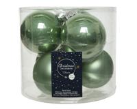 Decoris kerstballen glas saliegroen 8cm 6st - thumbnail