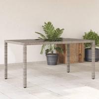 Tuintafel met glazen blad 150x90x75 cm poly rattan grijs - thumbnail