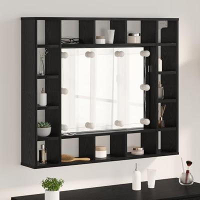 Spiegelkast Zwart eiken 91 x 15 x 76.5 cm Bewerkt hout
