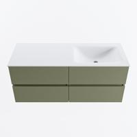 MONDIAZ VICA 120cm badmeubel onderkast Army 4 lades. Wastafel CLOUD rechts 1 kraangat, kleur Talc. - thumbnail