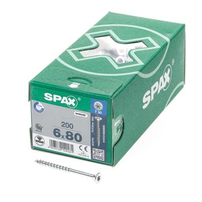 SPAX 880910190060080 R 88091 Senkkopf/T-STAR TG Verzonken houtschroef 6 mm 80 mm Torx, Binnen-T Staal Galvanisch verzinkt 200 stuk(s)