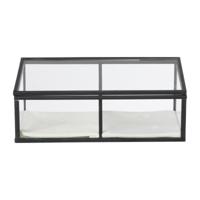 Sieradendoos met 2 vakken - zwart - 18x9.5x7 cm - thumbnail