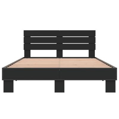 Bedframe bewerkt hout metaal zwart 120x200 cm