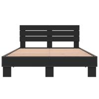 Bedframe bewerkt hout metaal zwart 120x200 cm - thumbnail