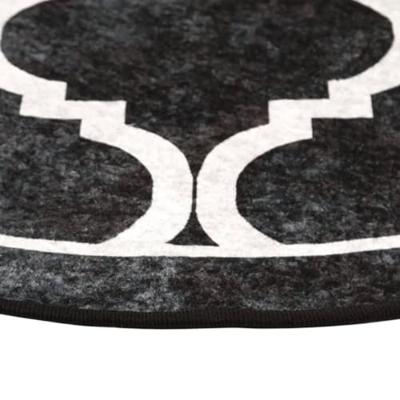 VidaXL Vloerkleed wasbaar anti-slip ø 120 cm zwart en wit