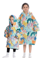 Zebra deken kind met capuchon - fleece poncho-98 t/m 128 (ca.3-7 jaar) - thumbnail