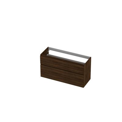 INK - Onderkast 2 Laden Greeploos Hout Decor met Houten Keerlijst A-symmetrisch - 1200x450x650 Mm - Koper Eiken