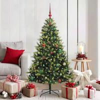 VidaXL Kunstkerstboom met scharnier 150 leds groen 150 cm pvc en pe - thumbnail