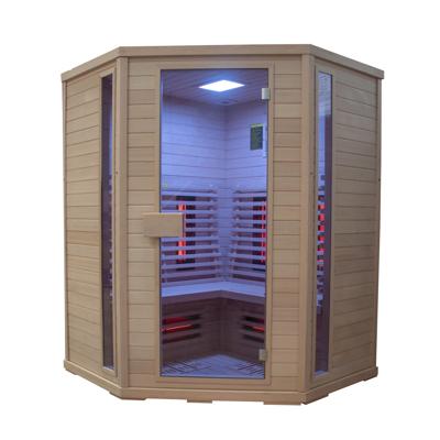 Infraroodsauna Elite Wellness Premiumline Corner 150x150x200 cm Hemlock Hout