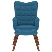 Relaxstoel met voetenbank fluweel blauw - thumbnail