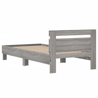 Bedframe met hoofdeinde en LED grijs sonoma eiken 135x190 cm